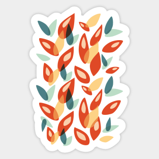 Orange Blue Yellow Geometric Autumn Leaves Sticker